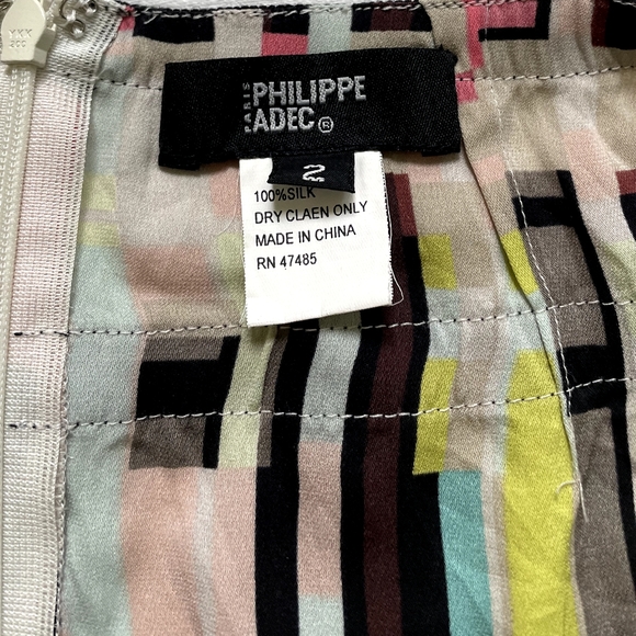 Philippe Adec Paris Size 2 Geometric Print Silk Skirt - Picture 6 of 6